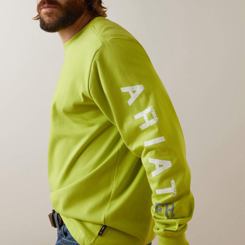 Bright Lime Ariat Fr Roughneck Skull Logo T-Shirt | 17TEBVNYC