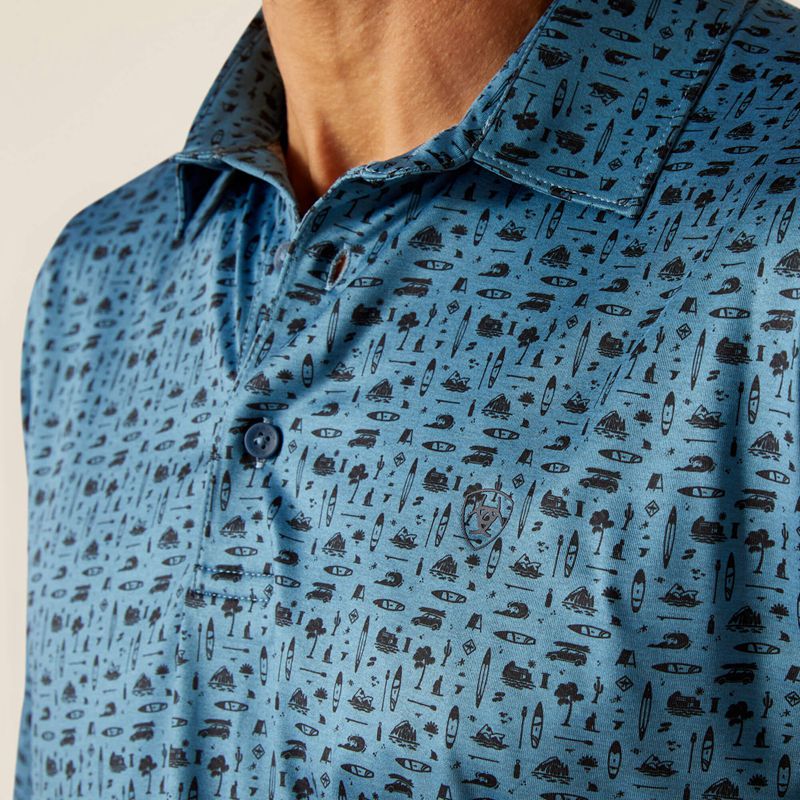 Brilliant Blue Ariat Charger 2.0 Printed Polo | 52KCXSGMV