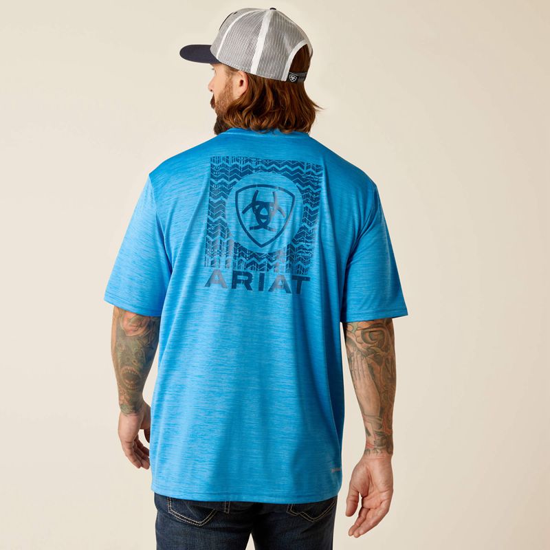 Brilliant Blue Ariat Charger Sw Shield T-Shirt | 21UPBMCLY