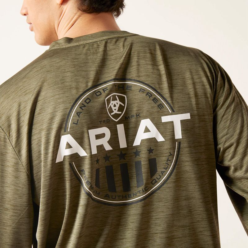 Brine Olive Ariat Charger Roundabout T-Shirt | 42AZTHOSQ