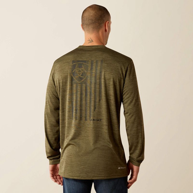 Brine Olive Heather Ariat Charger Camo Slice T-Shirt | 28CVDKURT