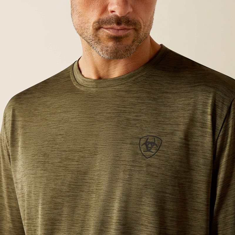 Brine Olive Heather Ariat Charger Camo Slice T-Shirt | 28CVDKURT