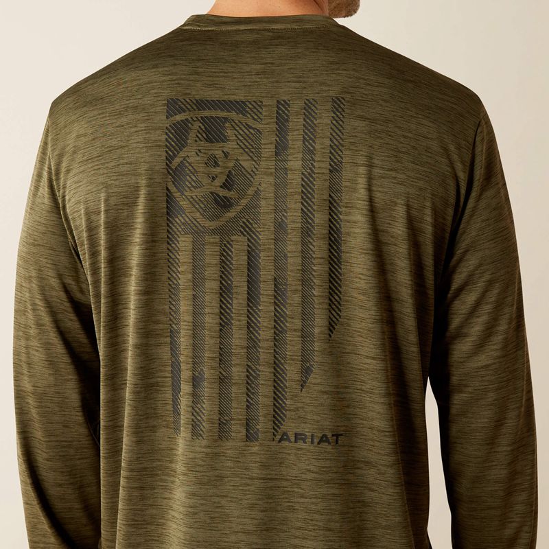 Brine Olive Heather Ariat Charger Camo Slice T-Shirt | 28CVDKURT