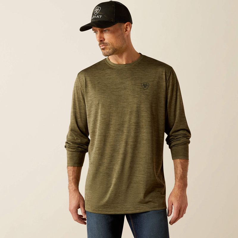 Brine Olive Heather Ariat Charger Camo Slice T-Shirt | 28CVDKURT