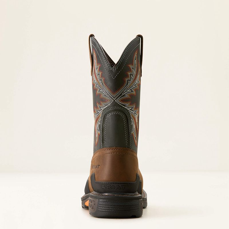 Brown/Rough Stone Ariat Overdrive Wide Square Toe Composite Toe Work Boot | 09CRQJAPG