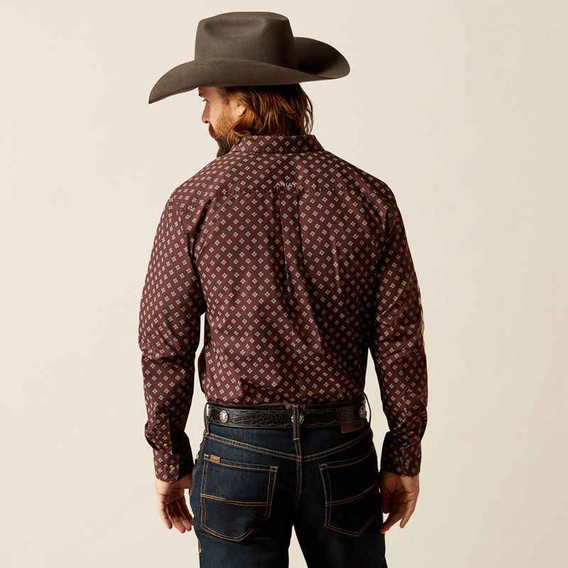 Brown/Tan Ariat Team Koen Fitted Shirt | 98ZMLUHAP