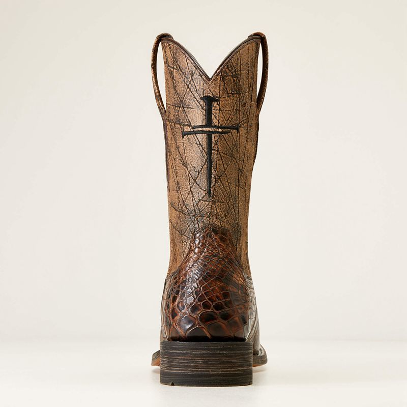 Brown American Alligator Ariat Backwater Western Boot | 09JMNFGYO