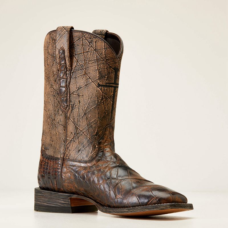 Brown American Alligator Ariat Backwater Western Boot | 09JMNFGYO