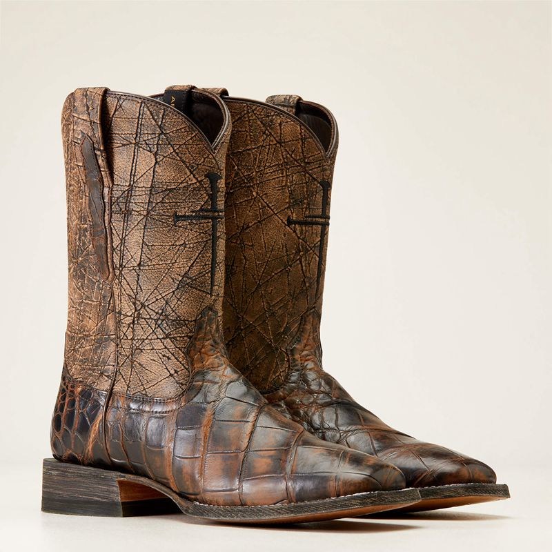 Brown American Alligator Ariat Backwater Western Boot | 09JMNFGYO