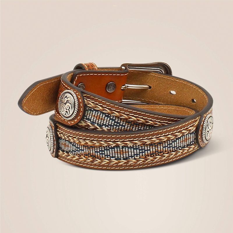 Brown Ariat Beaded Tooled Belt | 40AIWPTCD