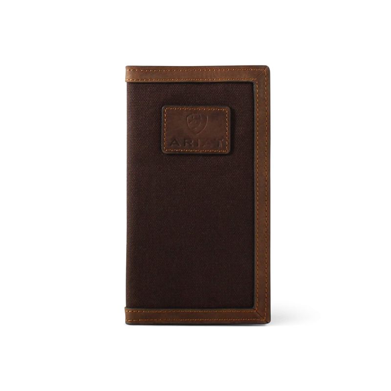 Brown Ariat Canvas Logo Rodeo Wallet | 47BMNZTHE