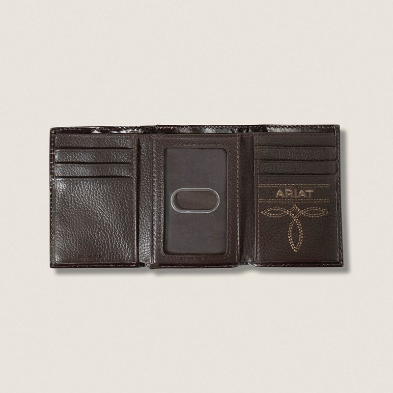 Brown Ariat Cross Rodeo Trifold Wallet | 71ISEYAVP