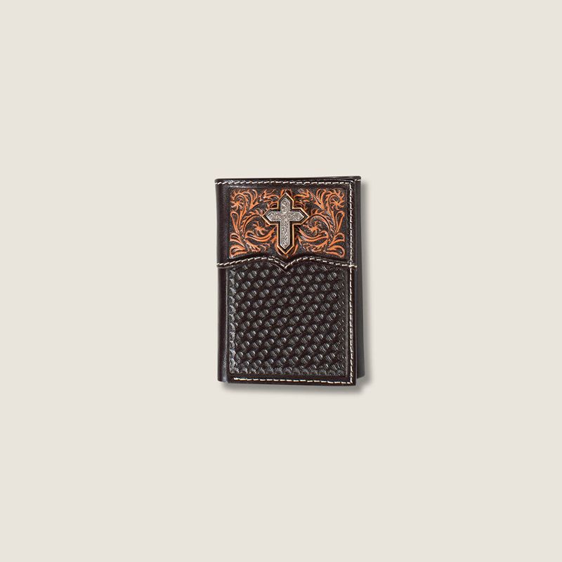 Brown Ariat Cross Rodeo Trifold Wallet | 71ISEYAVP