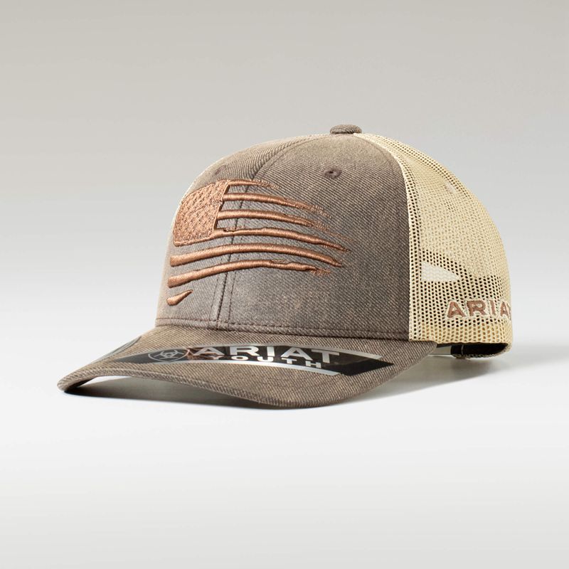 Brown Ariat Flag Cap | 18MTPBYSV