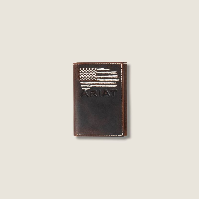 Brown Ariat Flag Trifold Wallet | 43AGXFZTM