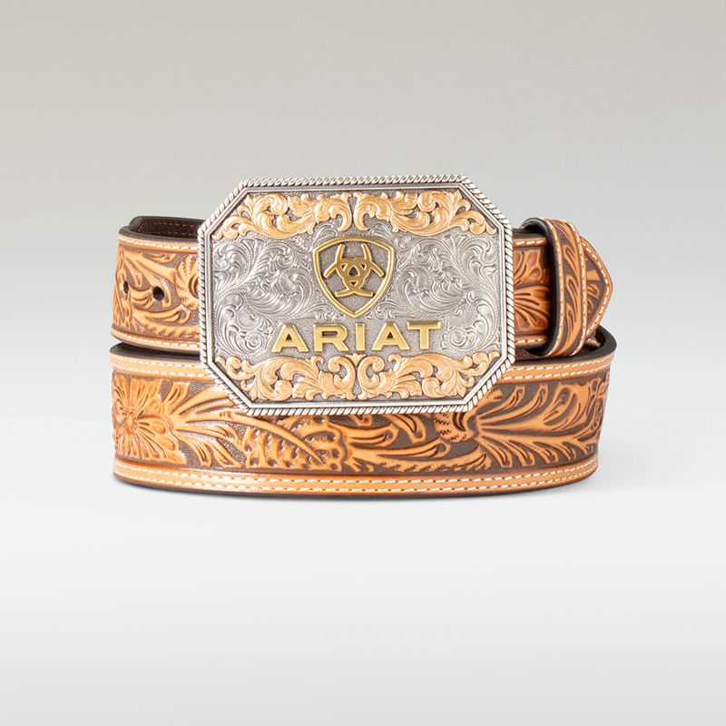 Brown Ariat Floral Emboss Belt | 60XOPFLTD