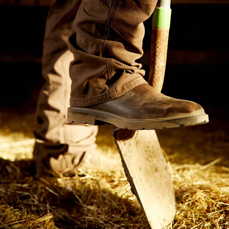 Brown Ariat Groundwork Wide Square Toe Steel Toe Work Boot | 59GCWBDST