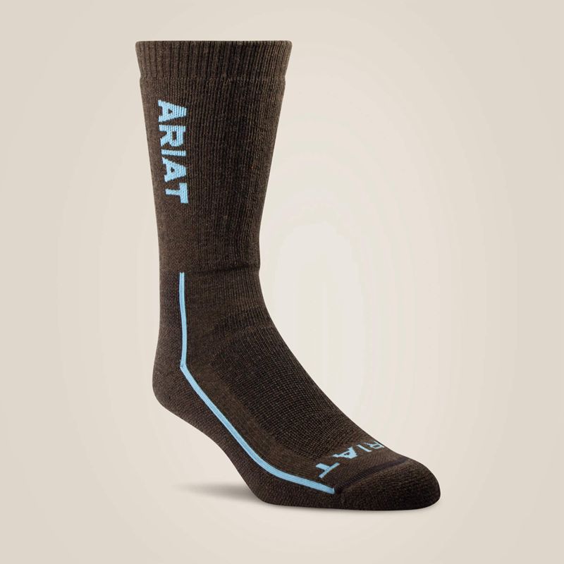 Brown Ariat Heavyweight Merino Wool Steel Toe Performance Work Sock | 76QDXBTYO