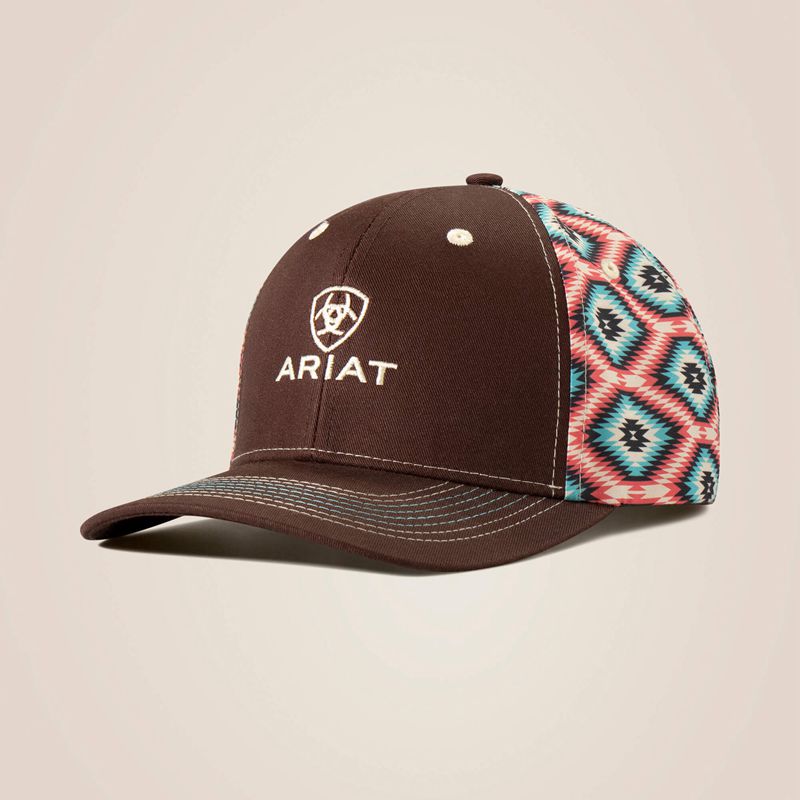 Brown Ariat Logo Aztec Back Cap | 69KRGUCAQ