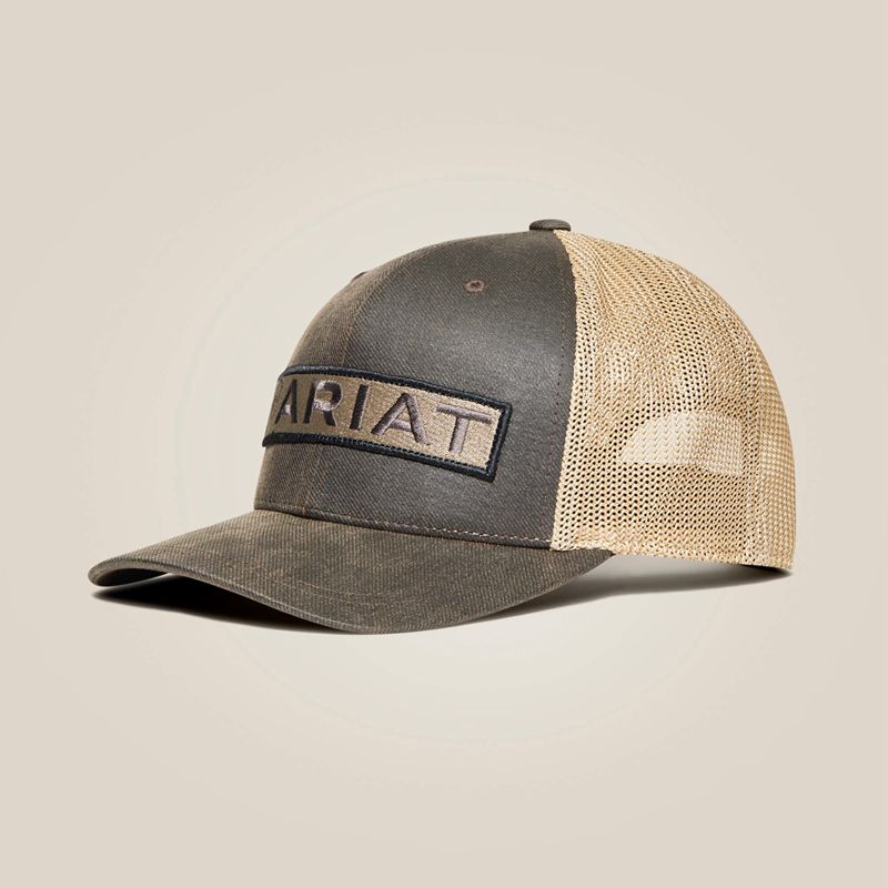 Brown Ariat Long Rectangle Logo Patch Cap | 32OKRJVYA