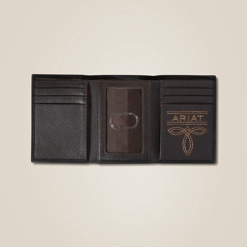 Brown Ariat Mexico Logo Trifold Wallet | 14WRUHLNA