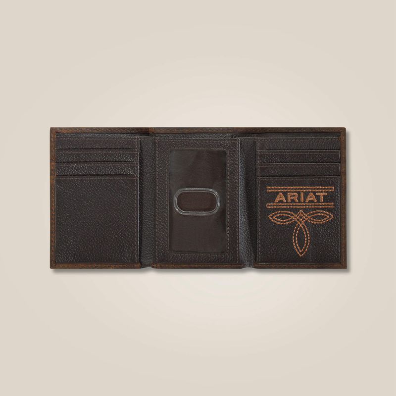 Brown Ariat Mexico Logo Trifold Wallet | 53HGRCQEB