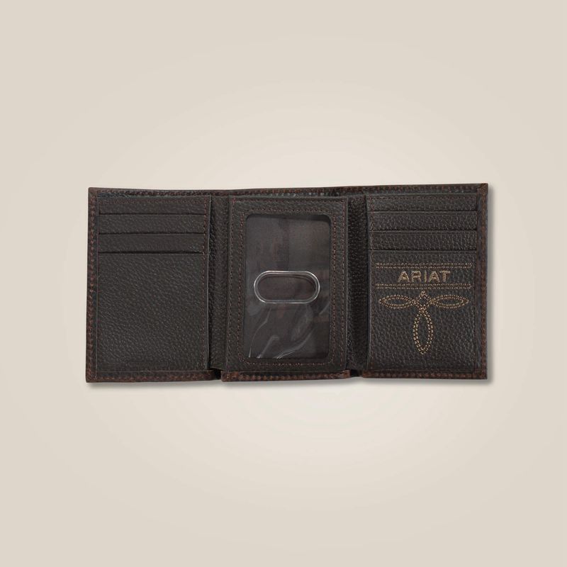 Brown Ariat Mexico Shield Trifold Wallet | 27DTHZPKY