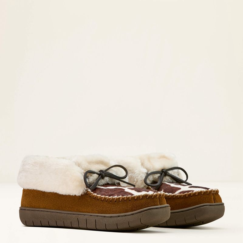 Brown Ariat Moccasin Bootie Slipper | 71PIHWURY