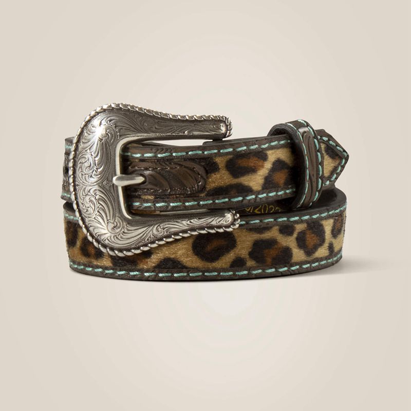 Brown Ariat Narrow Leopard Belt | 81SXBFDLR