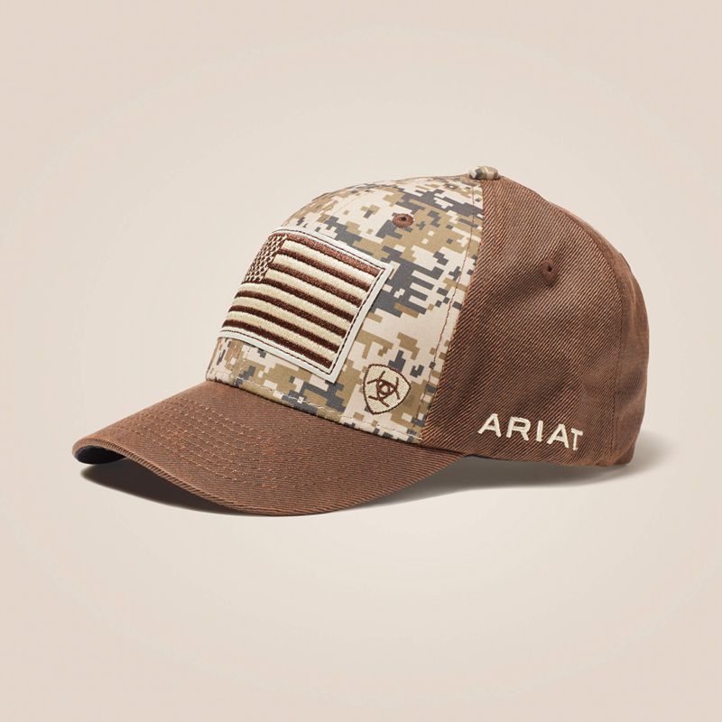 Brown Ariat Patriot Snapback Cap | 84QNPEHVZ