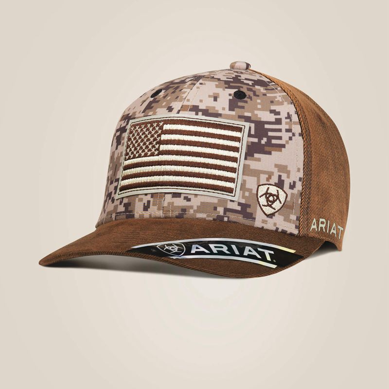 Brown Ariat Patriot Snapback Cap | 84QNPEHVZ