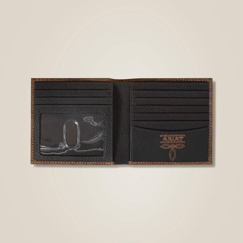 Brown Ariat Pebble Leather Trifold Wallet | 85RNYHUMS