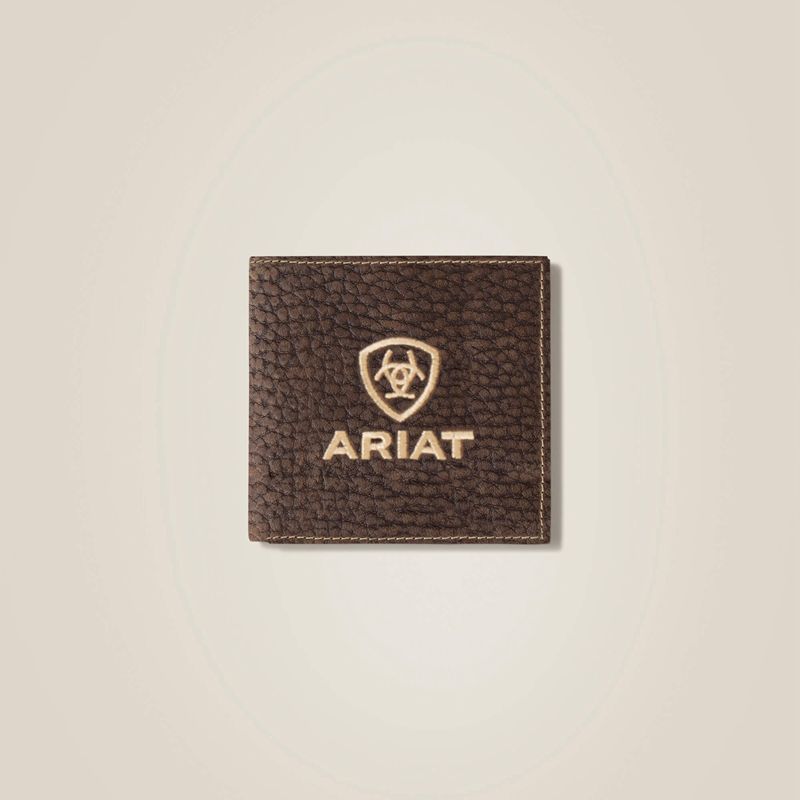 Brown Ariat Pebble Leather Trifold Wallet | 85RNYHUMS