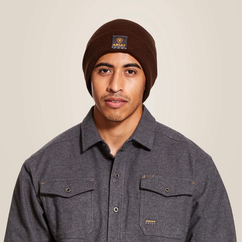 Brown Ariat Rebar Watch Cap | 81IMGZOSN