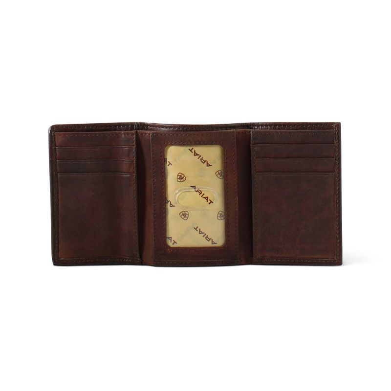 Brown Ariat Rug Floral Embossed Trifold Wallet | 72HBITKPJ