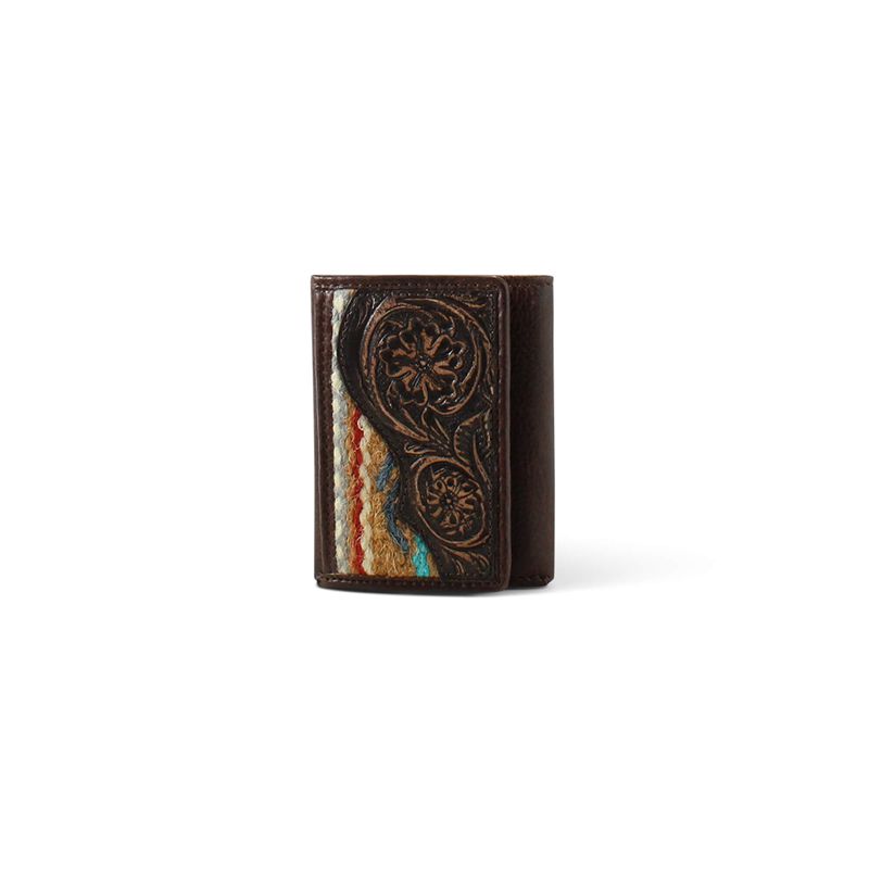 Brown Ariat Rug Floral Embossed Trifold Wallet | 72HBITKPJ