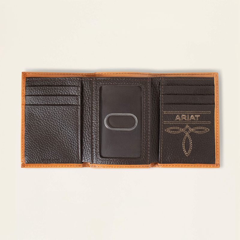 Brown Ariat Southwest Emboss Trifold Wallet | 41OXFVCBL