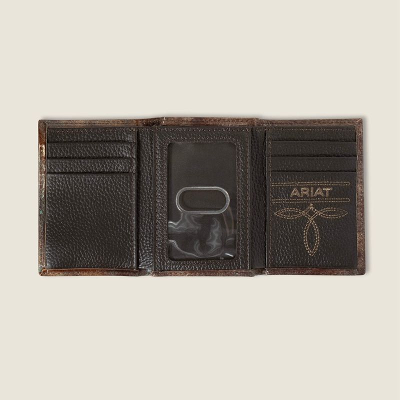 Brown Ariat Southwest Outline Trifold Wallet | 84ITNMYHG