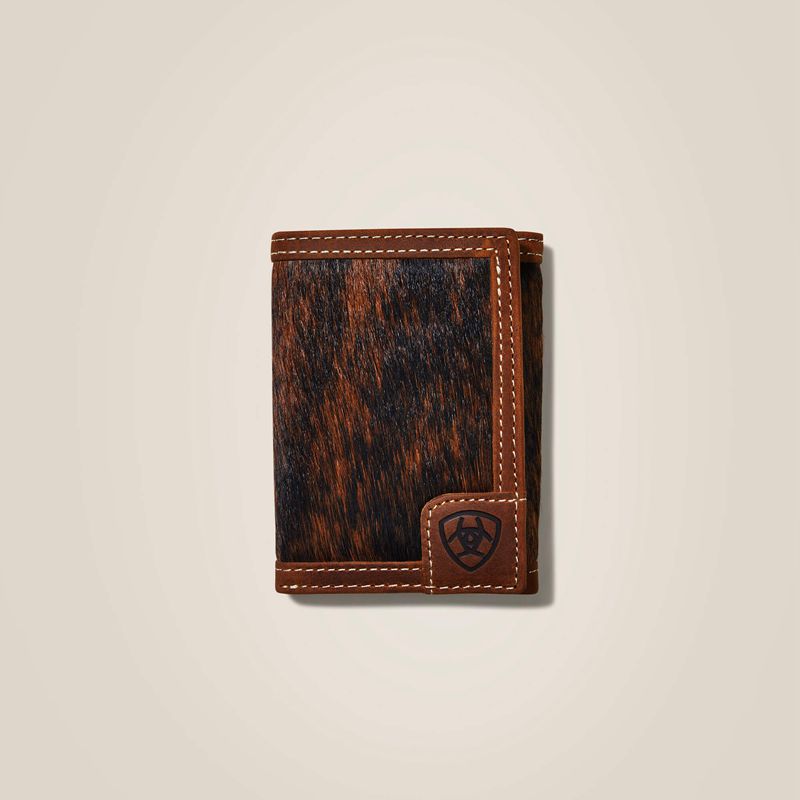 Brown Ariat Trifold Wallet Logo Calf Hair | 40WFQPOKT