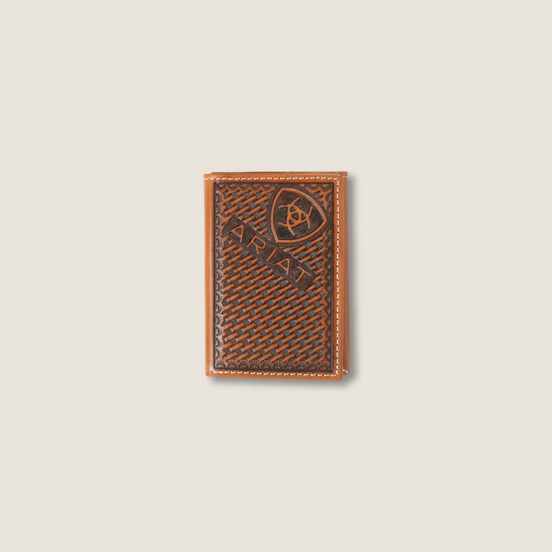 Brown Ariat Weaved Trifold Wallet | 05PRLZJWC