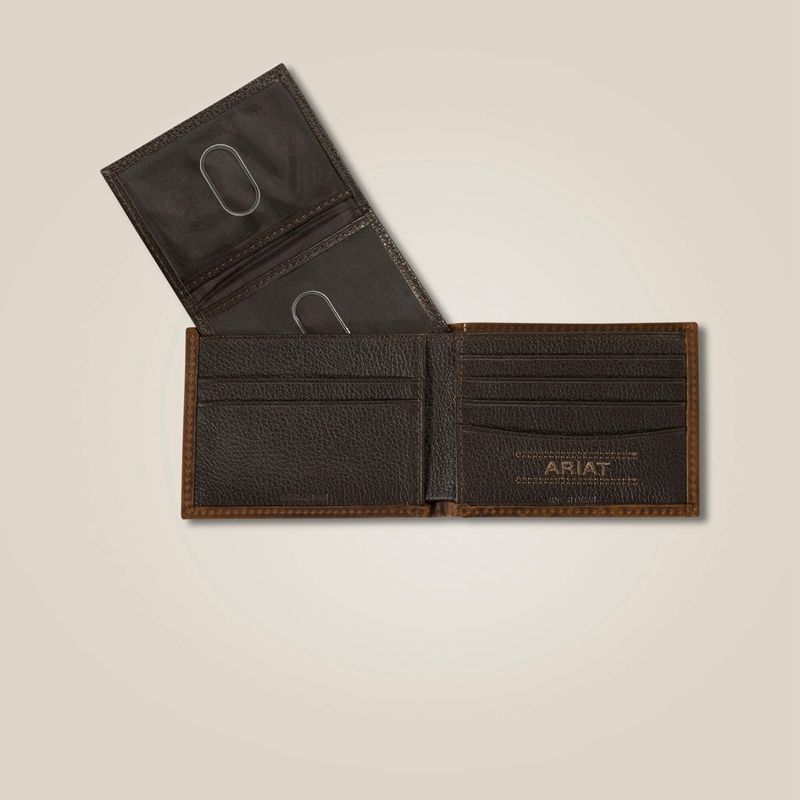 Brown Ariat Yellow Logo Bifold Wallet | 85BLMRGOW