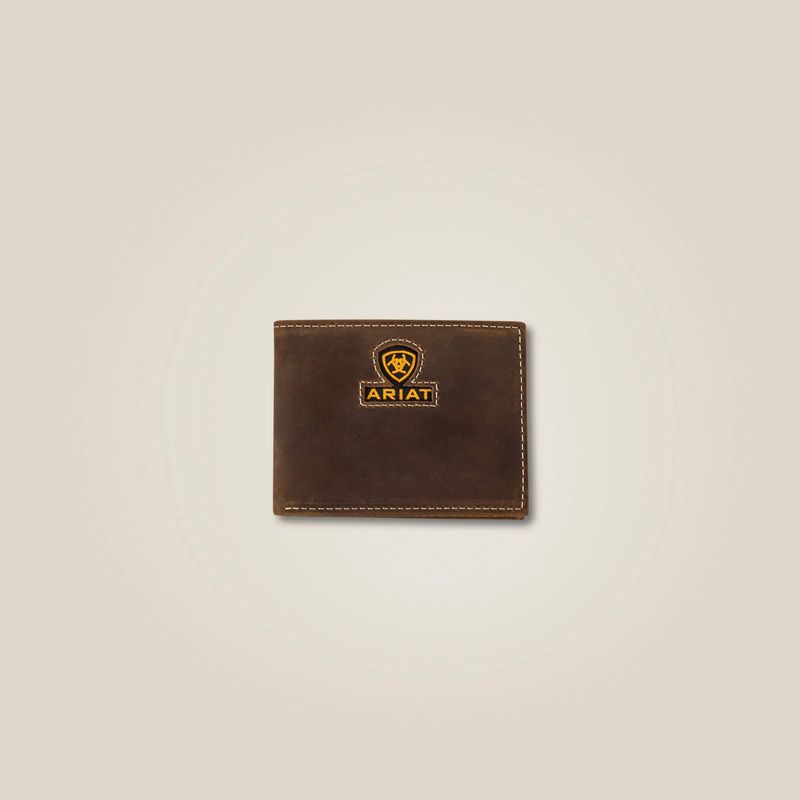 Brown Ariat Yellow Logo Bifold Wallet | 85BLMRGOW