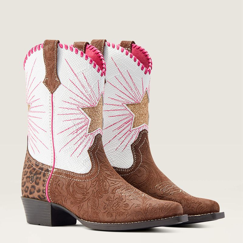 Brown Floral Emboss/Pearl Snake Ariat Bk Heritage Star Western Boot | 67BNDICAS