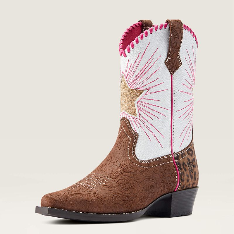 Brown Floral Emboss/Pearl Snake Ariat Bk Heritage Star Western Boot | 67BNDICAS