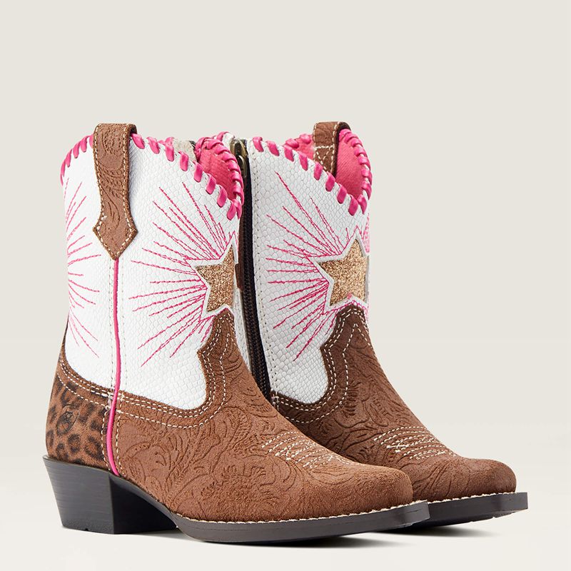 Brown Floral Emboss/Pearl Snake Ariat Bk Heritage Star Easy Fit Western Boot | 54QVOZYIJ