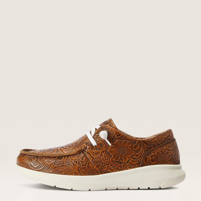 Brown Floral Emboss Ariat Hilo | 94CVUISGQ