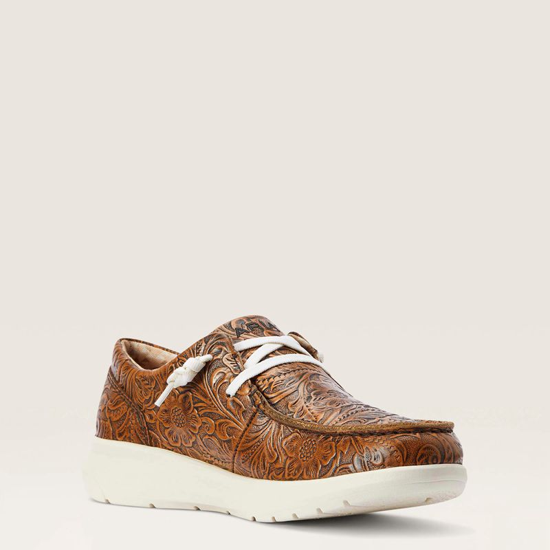 Brown Floral Emboss Ariat Hilo | 94CVUISGQ