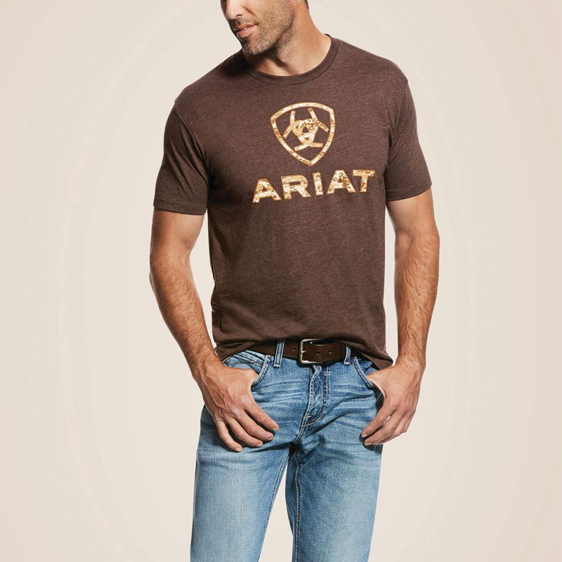 Brown Heather Ariat Liberty Usa Digi Camo T-Shirt | 47OXTHKIN