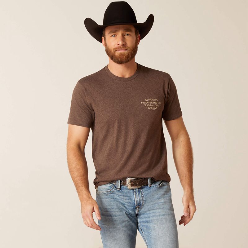 Brown Heather Ariat Sendero Mucho Western T-Shirt | 29QOVGTNF