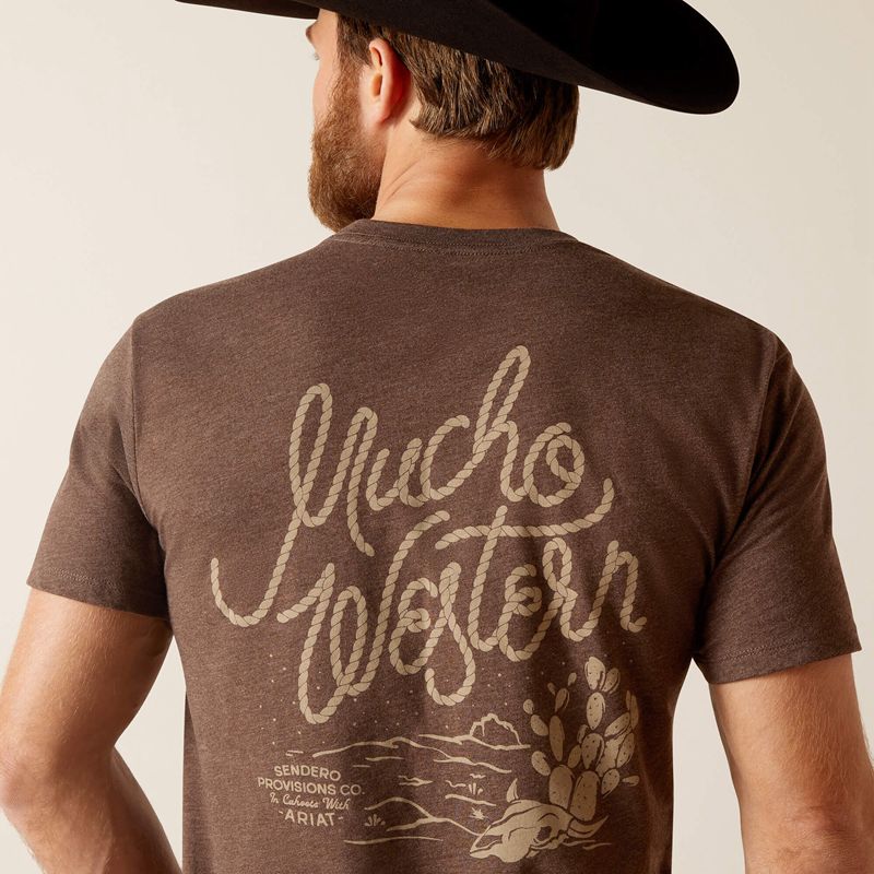 Brown Heather Ariat Sendero Mucho Western T-Shirt | 29QOVGTNF